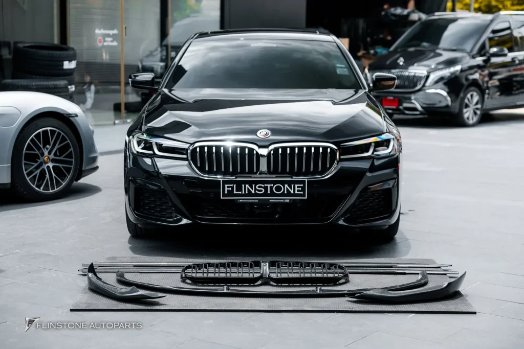 BMW G30-G32 Series 5-6 M Performance Style Carbon Fiber Front Lip + M5 Black Front Gril