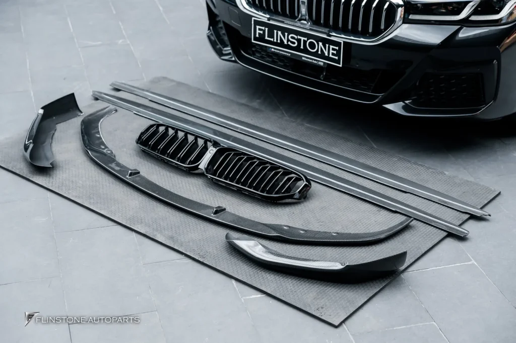 BMW G30-G32 Series 5-6 M Performance Style Carbon Fiber Front Lip + M5 Black Front Gril