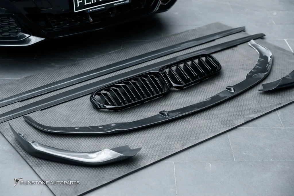 BMW G30-G32 Series 5-6 M Performance Style Carbon Fiber Front Lip + M5 Black Front Gril