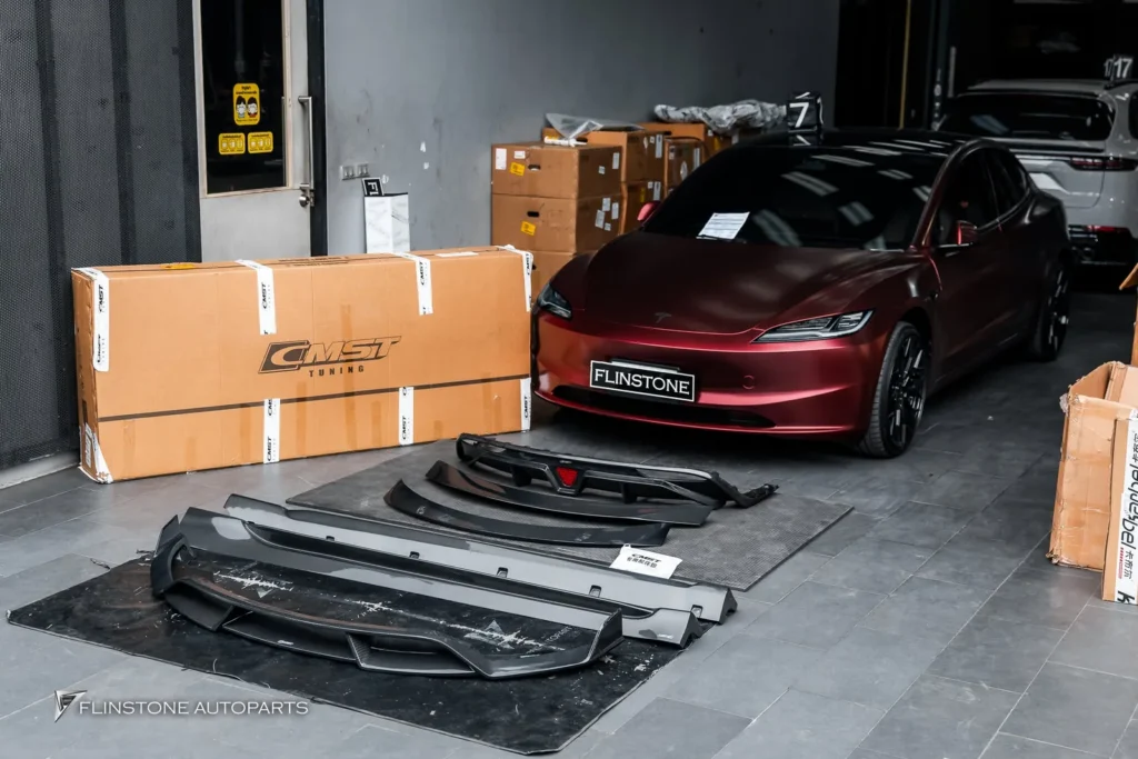 TESLA Genuine CMST Carbon Fiber Front Lip + Genuine CMST Carbon Fiber
