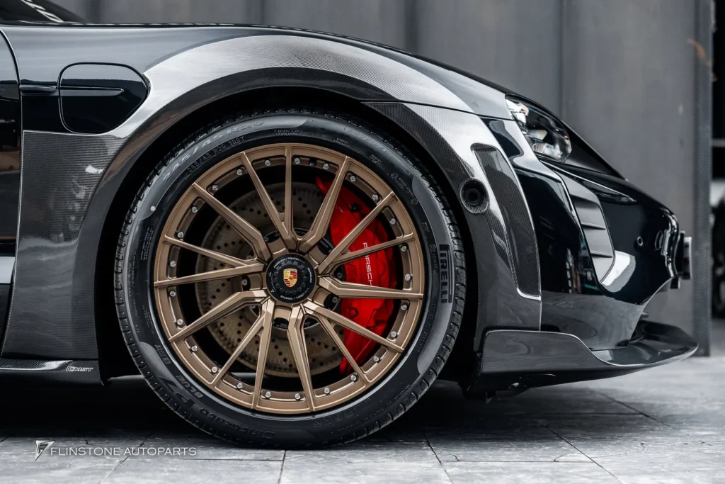 PORSCHE Taycan Genuine CMST Carbon Fiber Front Lip + Genuine CMST Carbon Fiber