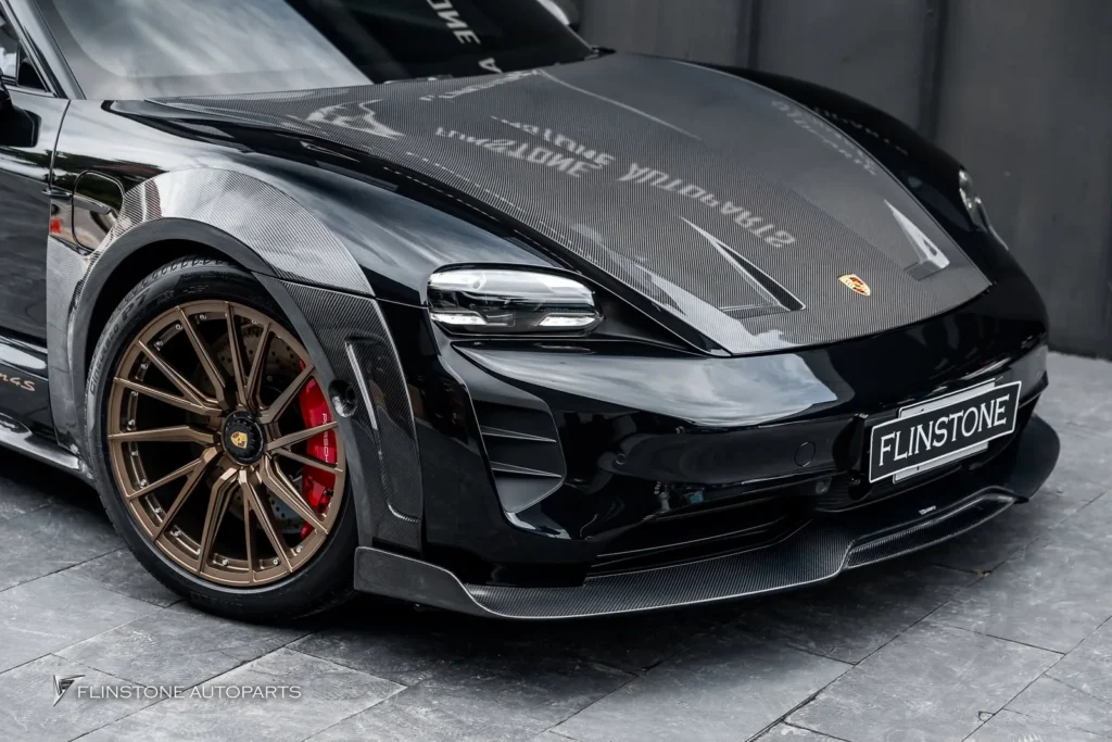 PORSCHE Taycan Genuine CMST Carbon Fiber Front Lip + Genuine CMST Carbon Fiber