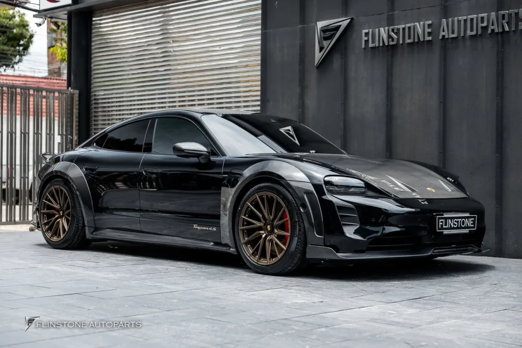PORSCHE Taycan Genuine CMST Carbon Fiber Front Lip + Genuine CMST Carbon Fiber