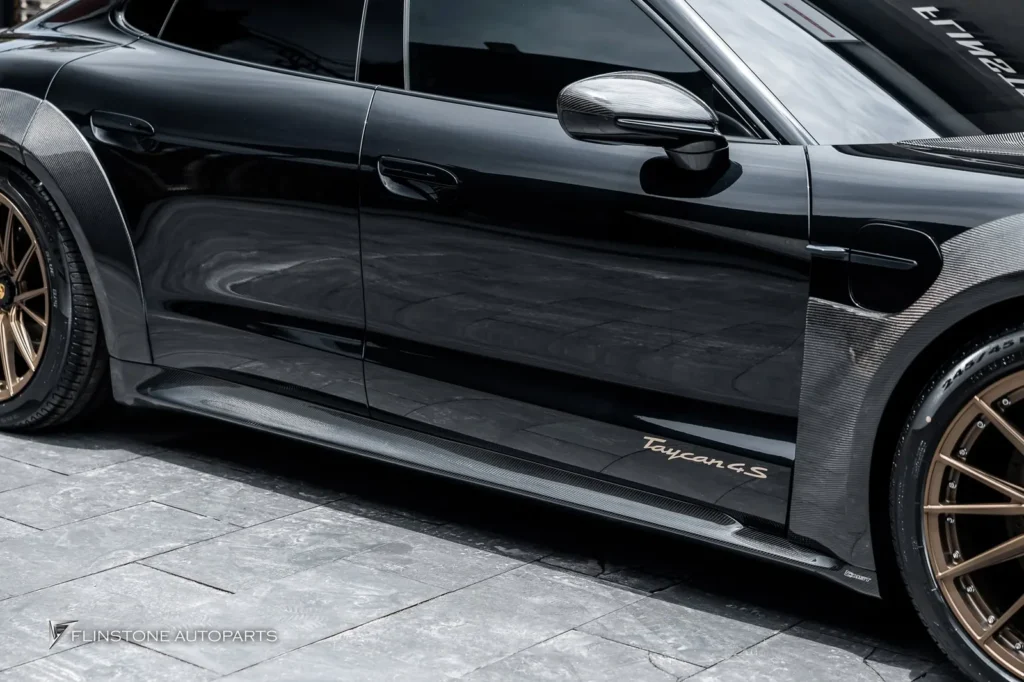 PORSCHE Taycan Genuine CMST Carbon Fiber Front Lip + Genuine CMST Carbon Fiber