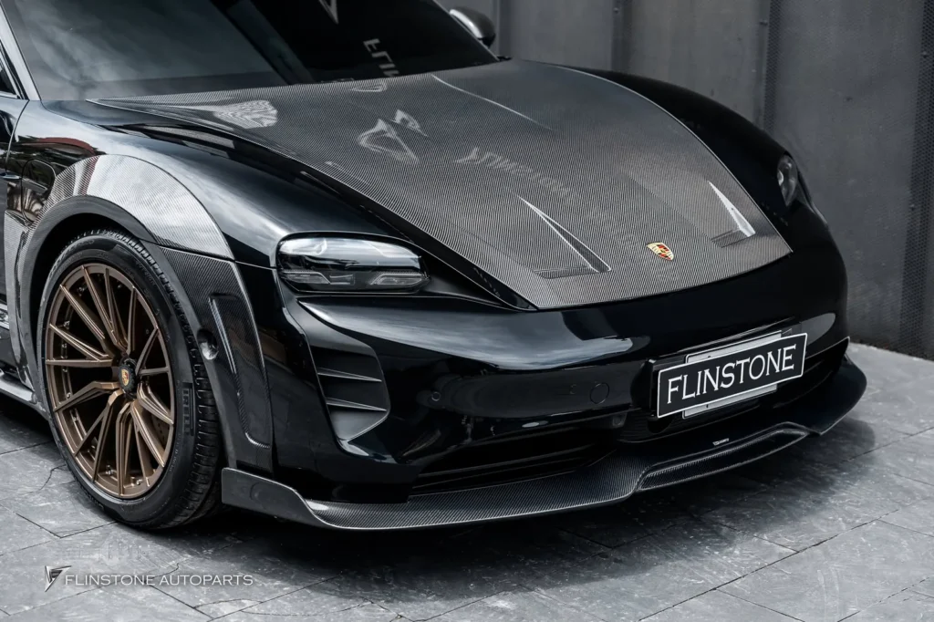 PORSCHE Taycan Genuine CMST Carbon Fiber Front Lip + Genuine CMST Carbon Fiber
