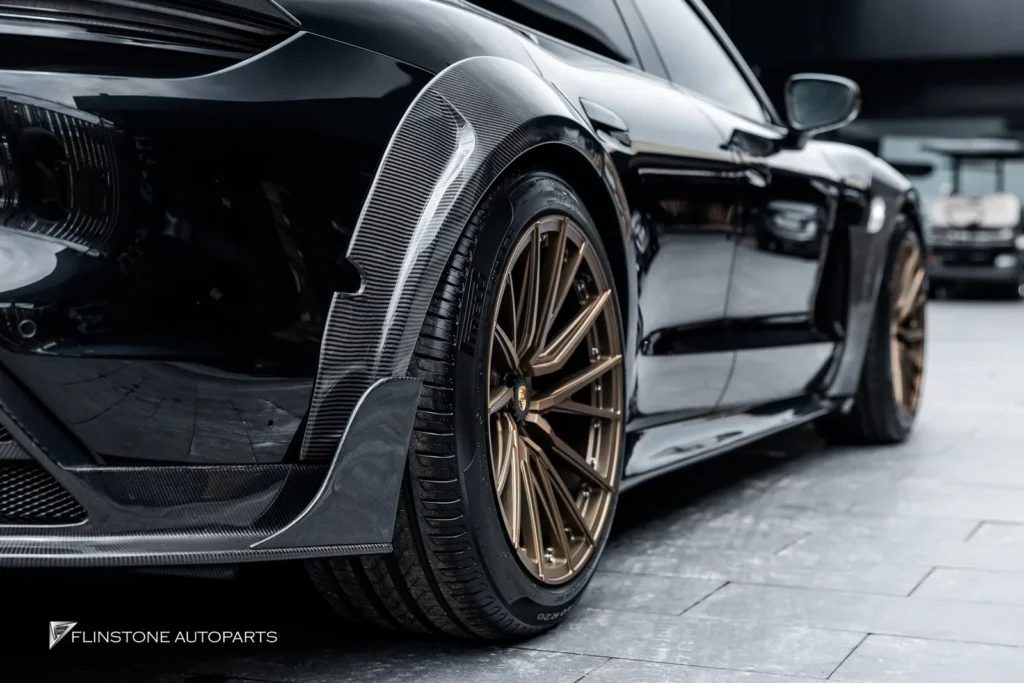 PORSCHE Taycan Genuine CMST Carbon Fiber Front Lip + Genuine CMST Carbon Fiber