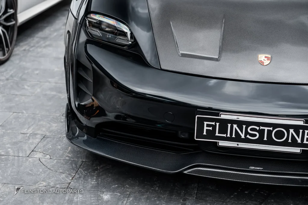 PORSCHE Taycan Genuine CMST Carbon Fiber Front Lip + Genuine CMST Carbon Fiber