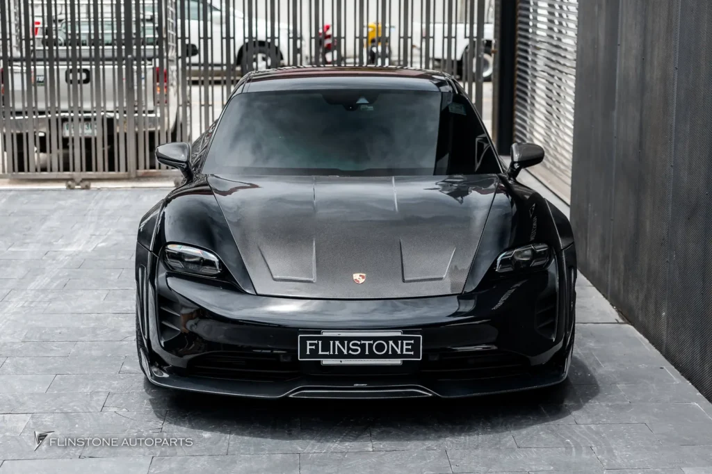 PORSCHE Taycan Genuine CMST Carbon Fiber Front Lip + Genuine CMST Carbon Fiber
