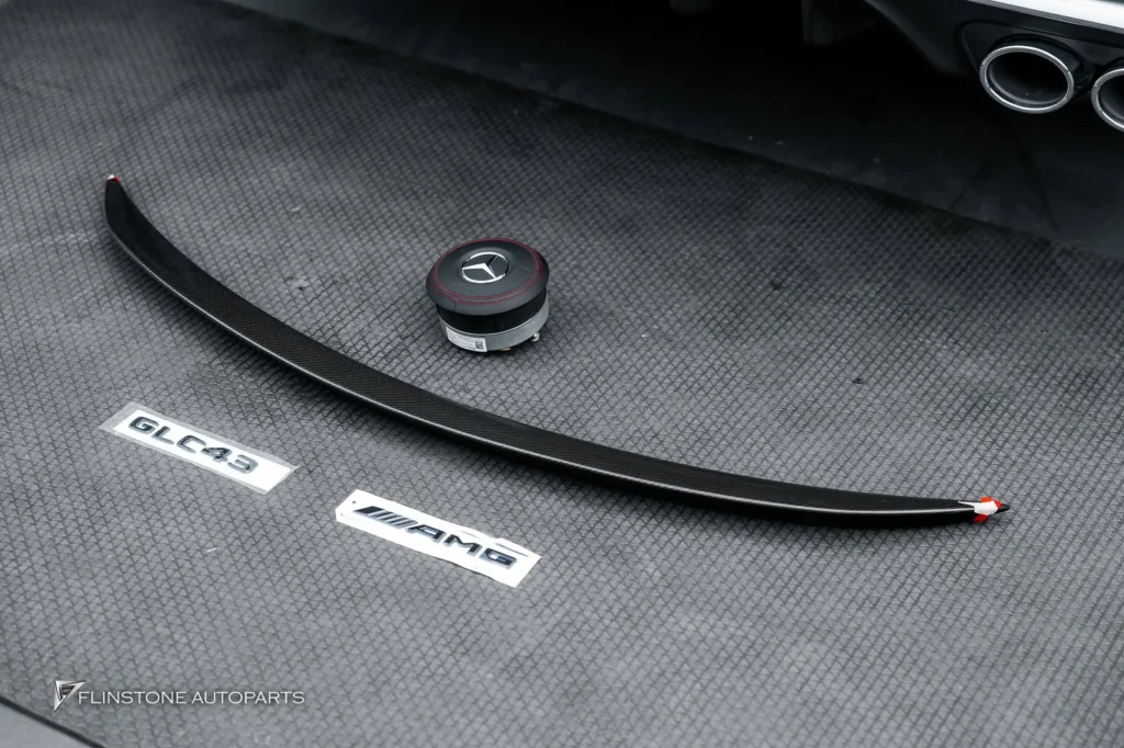 Mercedes-Benz X253 GLC-Class Carbon Fiber Trunk Spoiler + Leather Airbag with red stiching