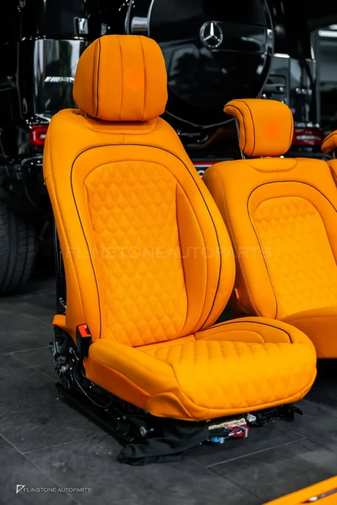 W464 G-Class ชุดพาร์ทภายในสีส้มสำหรับ Mercedes G63 AMG และคันนี้ยังเลือกติดตั