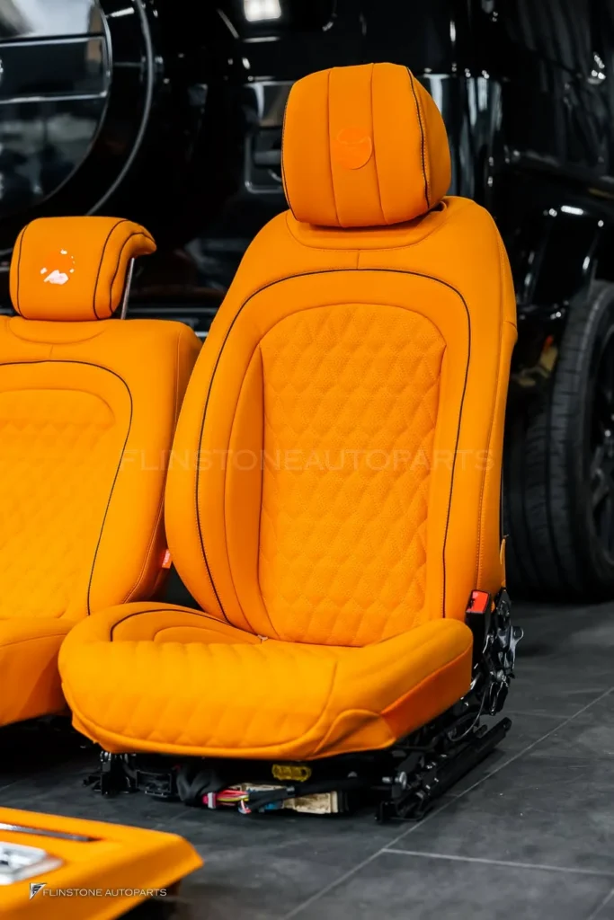 W464 G-Class ชุดพาร์ทภายในสีส้มสำหรับ Mercedes G63 AMG และคันนี้ยังเลือกติดตั