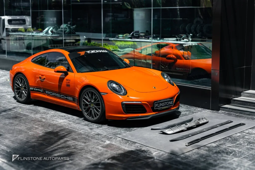 PORSCHE 991.1 – 991.2 GTs Carbon Fiber Side Skirt + GTs Carbon Fiber Rear Diffuser