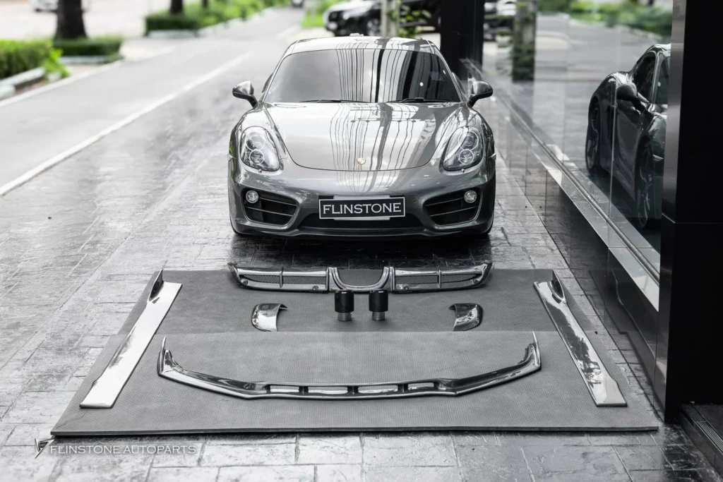 PORSCHE 981 Cayman – Boxster GTs Carbon Fiber Front Lip + GTs Carbon Fiber Side Skirt