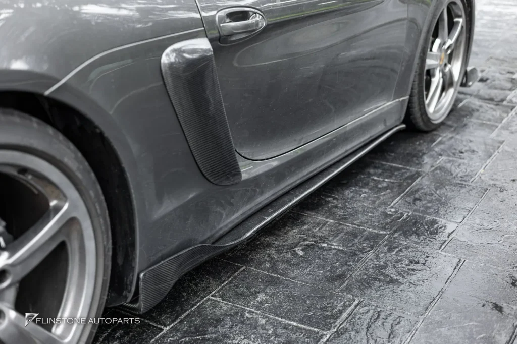 PORSCHE 981 Cayman – Boxster GTs Carbon Fiber Front Lip + GTs Carbon Fiber Side Skirt