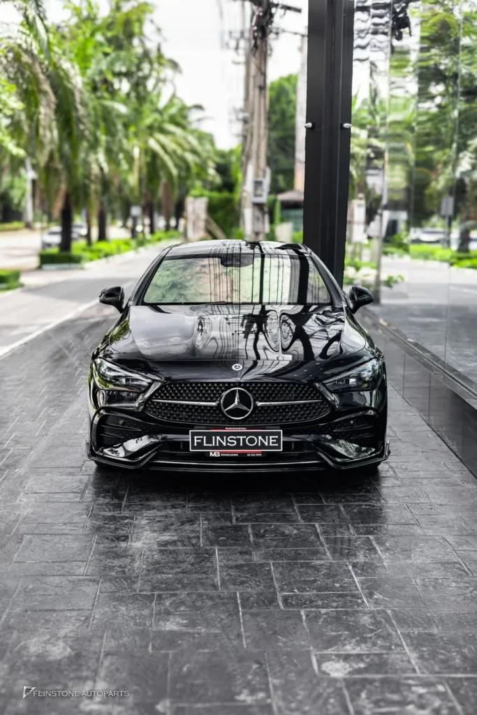 Mercedes-Benz C236 CLE-Class Coupe NEW CLE300 Coupe ติดตั้งลิ้นหน้าสีดำเงา High Gloss ทรง GT