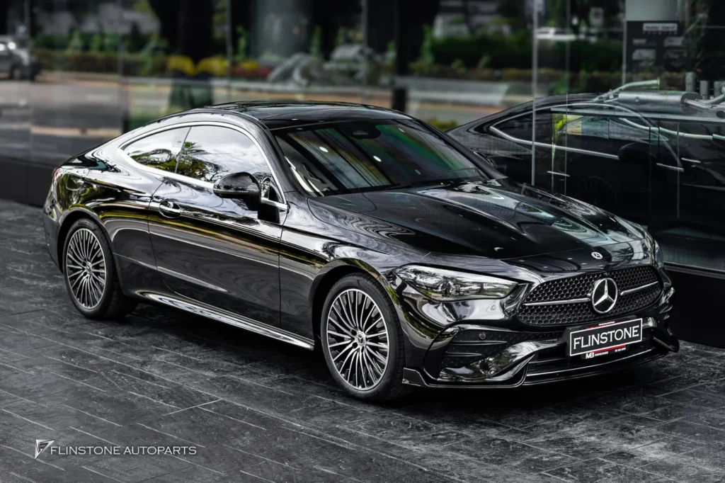 Mercedes-Benz C236 CLE-Class Coupe NEW CLE300 Coupe ติดตั้งลิ้นหน้าสีดำเงา High Gloss ทรง GT