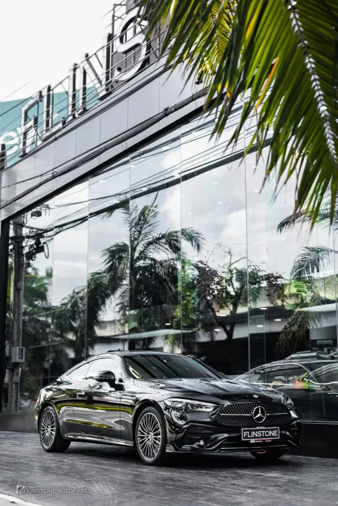 Mercedes-Benz C236 CLE-Class Coupe NEW CLE300 Coupe ติดตั้งลิ้นหน้าสีดำเงา High Gloss ทรง GT