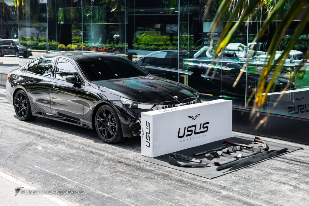 BMW i5 G60 USUS Autoclave Carbon Front Lip + USUS Autoclave Carbon Side Ski