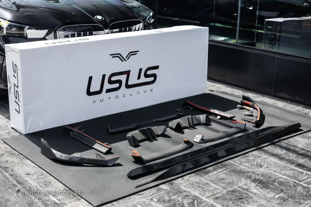 BMW i5 G60 USUS Autoclave Carbon Front Lip + USUS Autoclave Carbon Side Ski