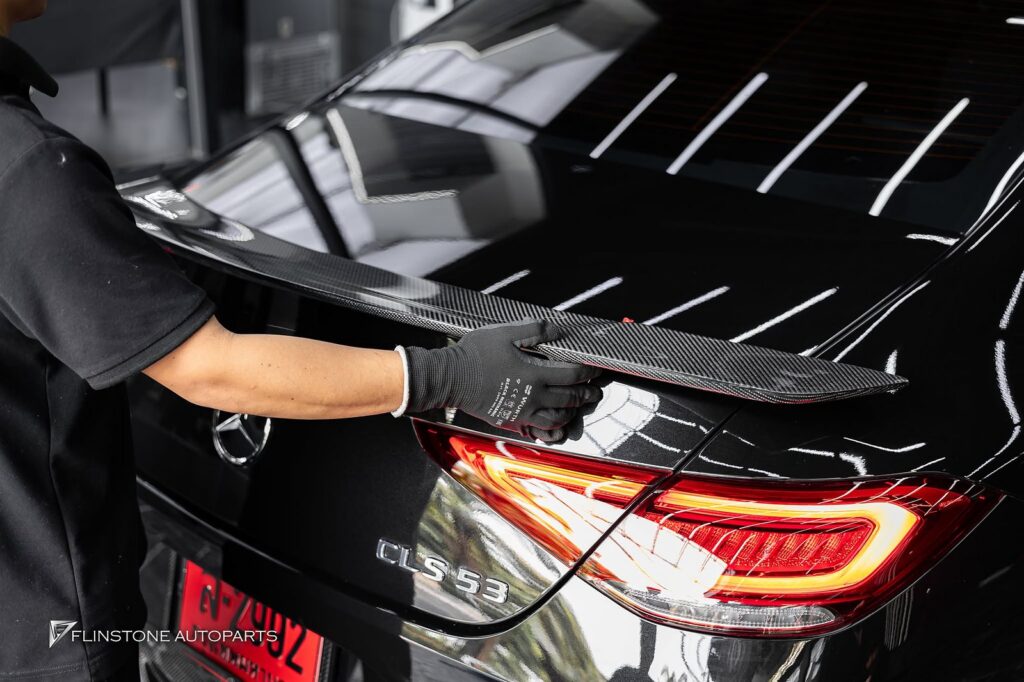 Mercedes-Benz C257 CLS-Class 2024 GTs Carbon Fiber Side Skirt + RT Carbon Fiber Trunk Spoiler