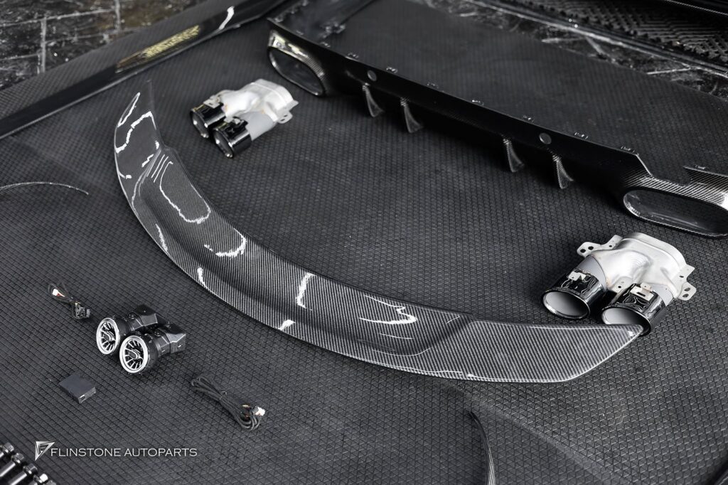 Mercedes-Benz C257 CLS-Class 2024 GTs Carbon Fiber Side Skirt + RT Carbon Fiber Trunk Spoiler