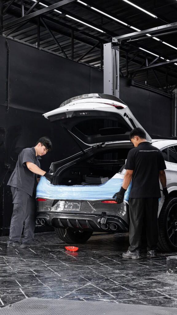 Mercedes-Benz X253 GLC-Class GLC350e ติดตั้งดิฟฟิวเซอร์+ปลายท่อของแท้ GLC43 Coupe AMG อะไหล่แ