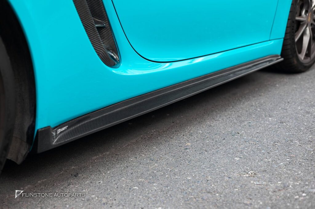 PORSCHE 718 Cayman – Boxster CMST V.2 Carbon Fiber Front Lip + CMST V.2 Carbon Fiber Side