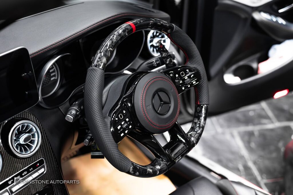 Mercedes-Benz พวงมาลัย FORGED CARBON สำหรับ GLC-Class W253 เย็บด้ายสีแดง และก้