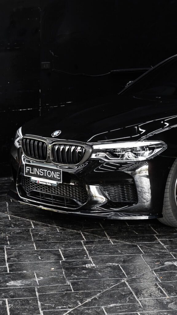 ลิ้นหน้าสีดำเงาสำหรับ BMW F90 M5