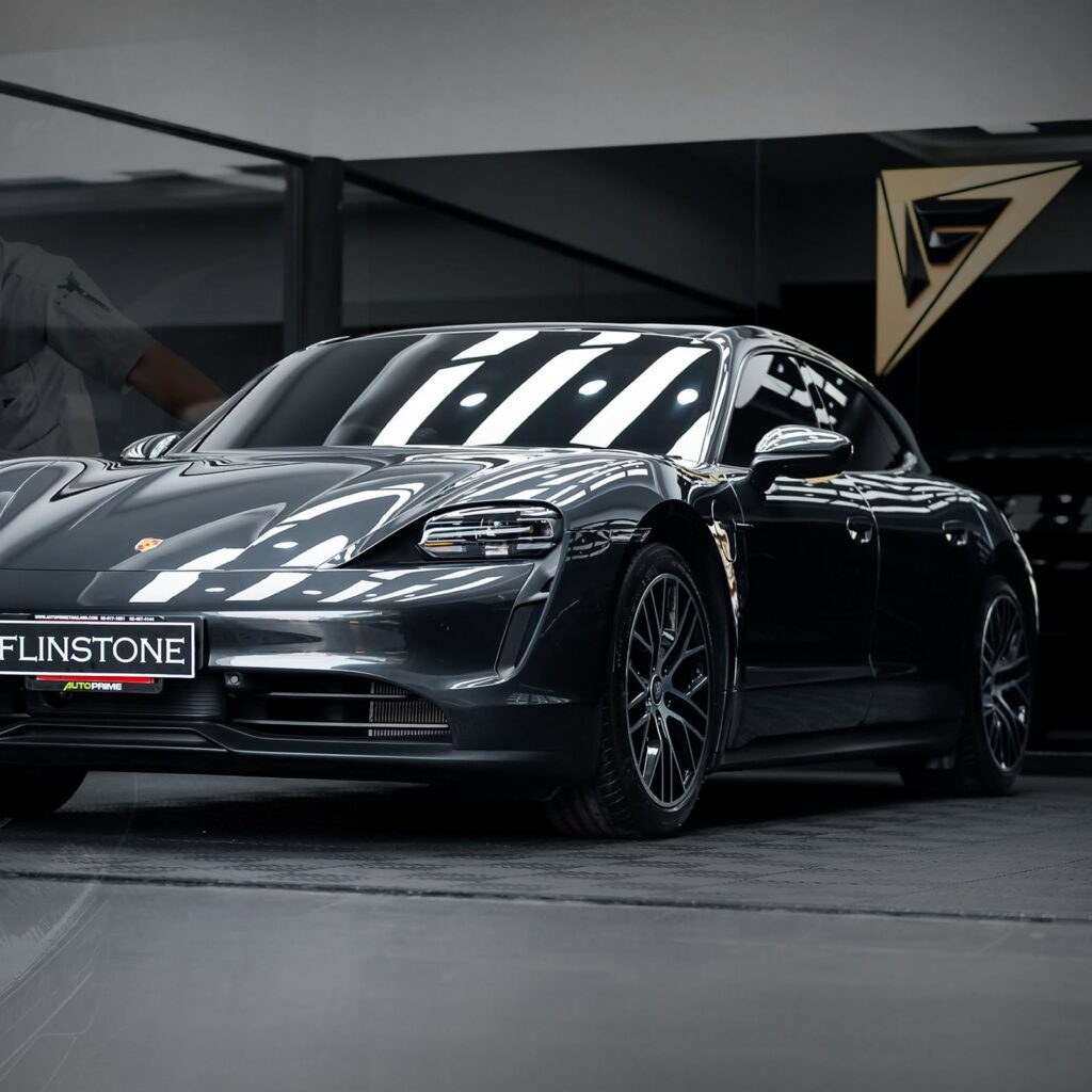 FLINSTONE AUTO DETAILING TAYCAN Cross Turismo chose clear paint protection film from DRESDENPROTECTION