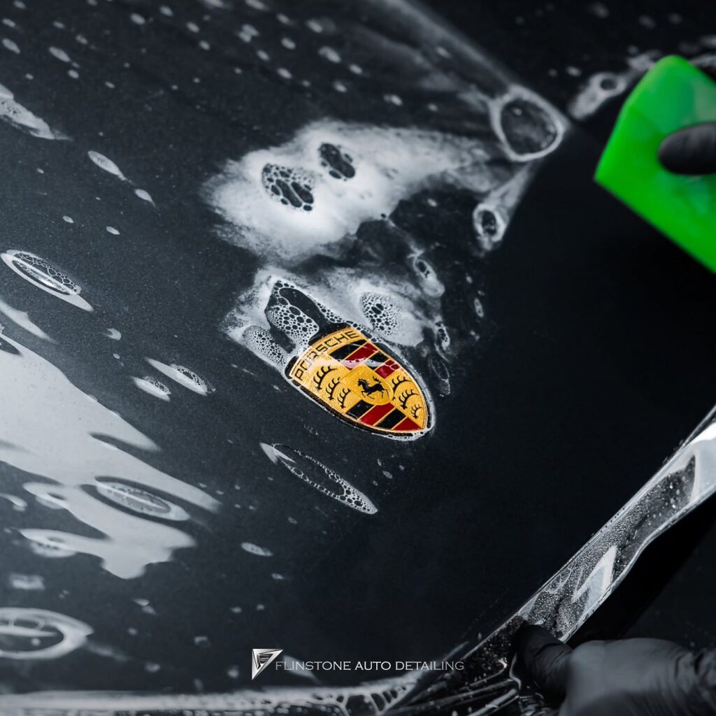 FLINSTONE AUTO DETAILING TAYCAN Cross Turismo chose clear paint protection film from DRESDENPROTECTION