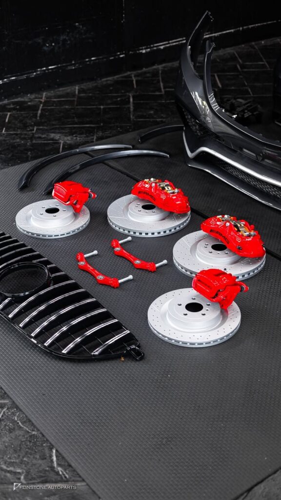 Mercedes-Benz GLE-Class getting ready to fit the body kit GLE63 AMG with a red brake kit A