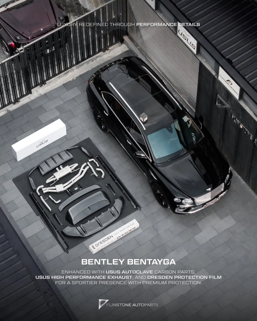 Bentley Bentayga พาร์ทคาร์บอน USUS ท่อไทเทเนียม และฟิล์มกันรอย