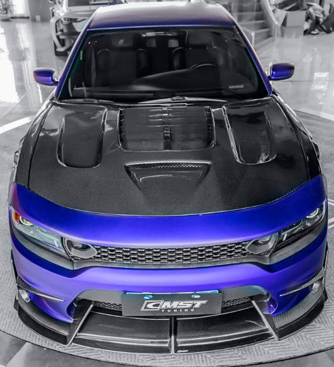 ฝากระโปรงหน้าคาร์บอนไฟเบอร์/FRP CMST ทรง V2 สำหรับ Dodge Charger 2015-2023