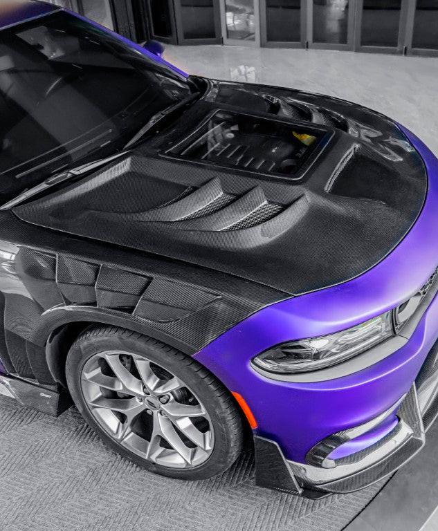 ฝากระโปรงหน้าคาร์บอนไฟเบอร์/FRP CMST สำหรับ Dodge Charger 2015-2023