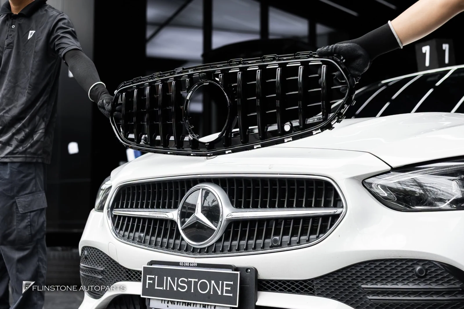 black front grille fitted in the style of GT C63 for W206 C-Class