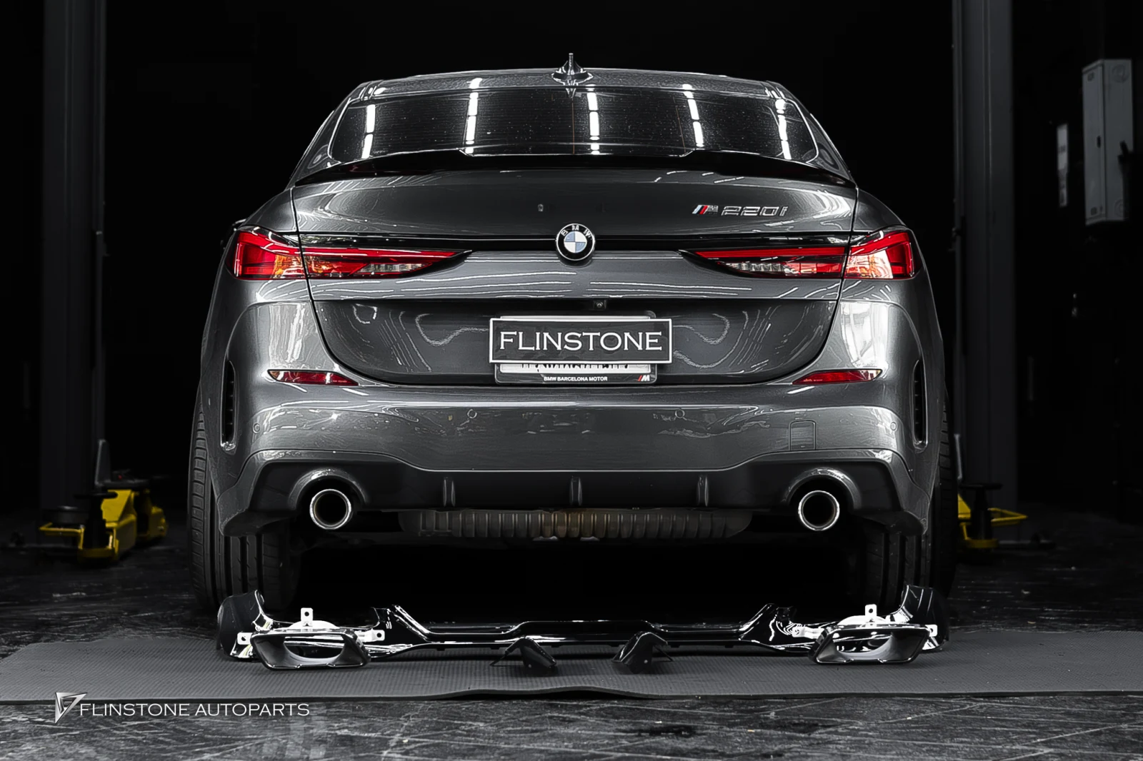 BMW F44 Series 2 rear diffuser with black exhaust tips style M235i