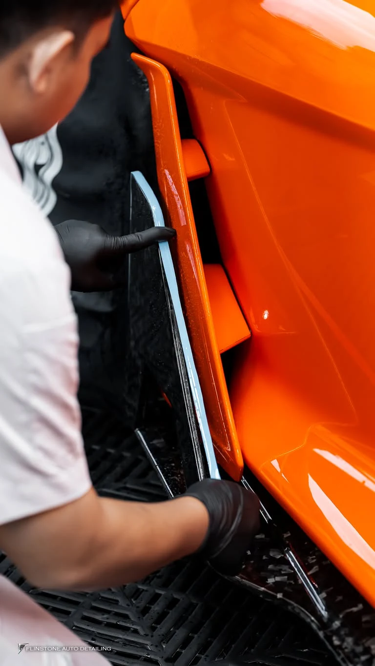 clear paint protection film and colour stripes from DRESDENPROTECTION for LAMBORGHINI Revuelto