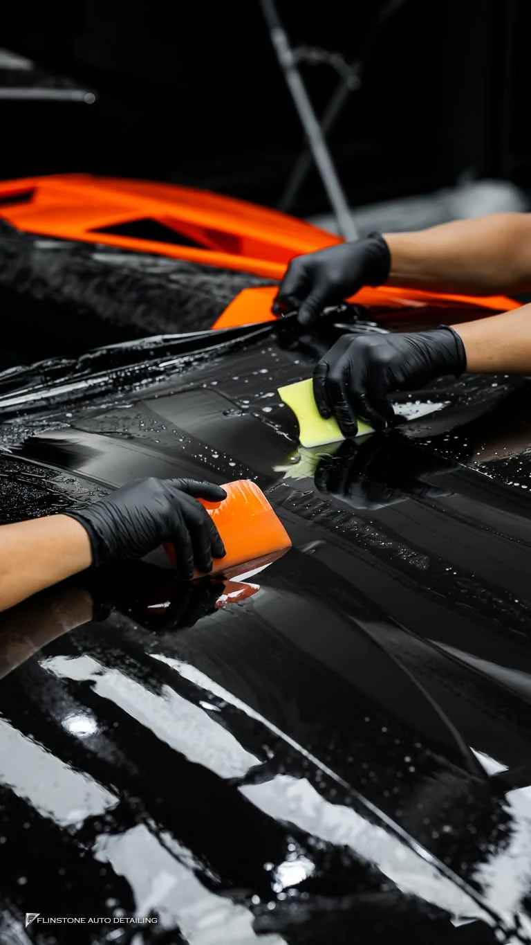 clear paint protection film and colour stripes from DRESDENPROTECTION for LAMBORGHINI Revuelto