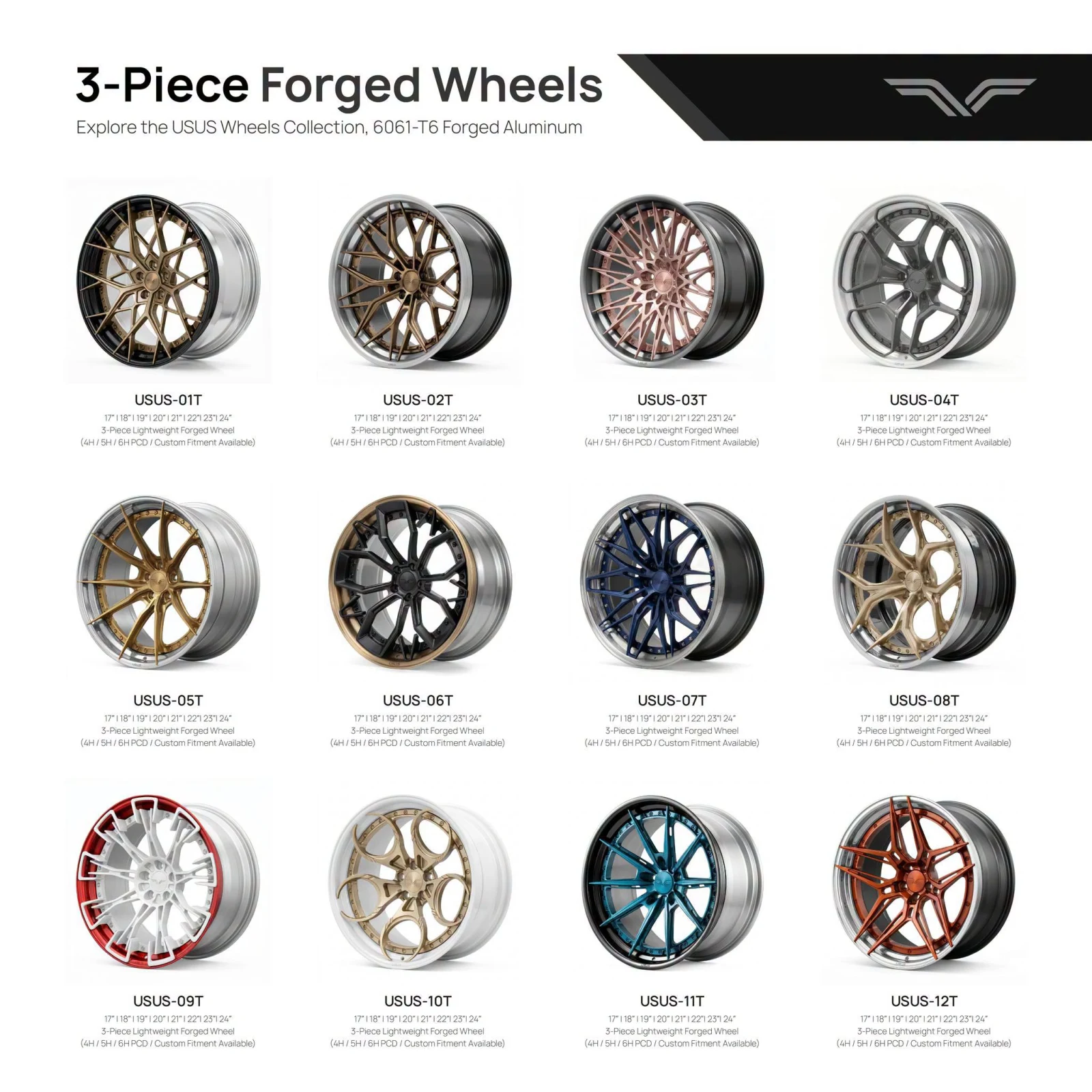正品锻造轮毂 USUS Forged Wheel 全系车型可定制 18–24 英寸