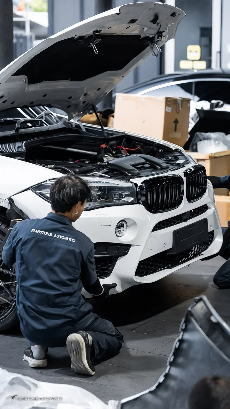 BMW X5 F15 ภาพผลงานกำลังติดตั้งชุดเบรค ล้อ และชุดแต่ง X5M