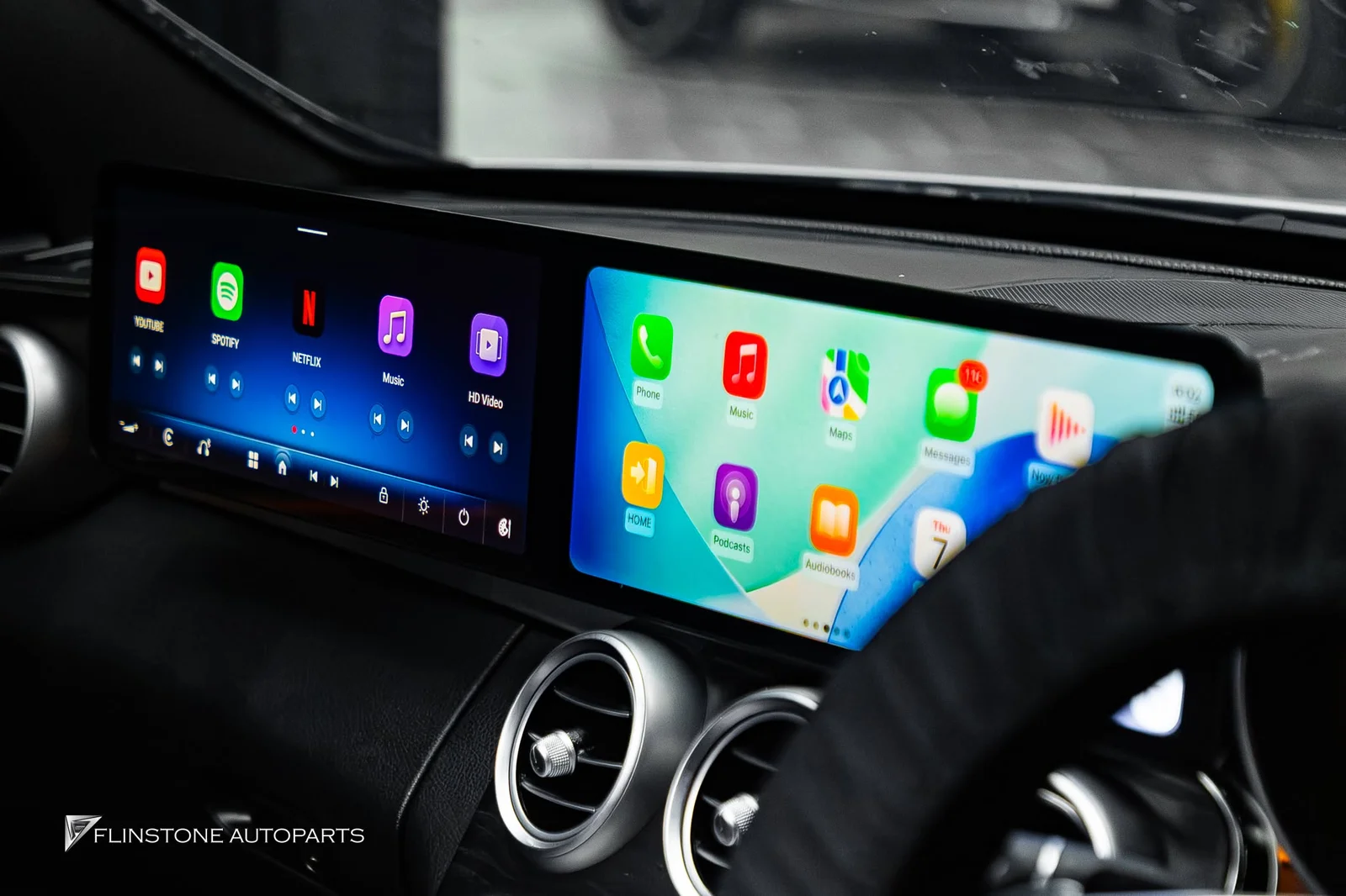 W205 C205 C-Class 2024 — เปลี่ยนภายในให้ดูทันสมัยและน่าขับยิ่งขึ้นด้วยจอ Android ดีไซ