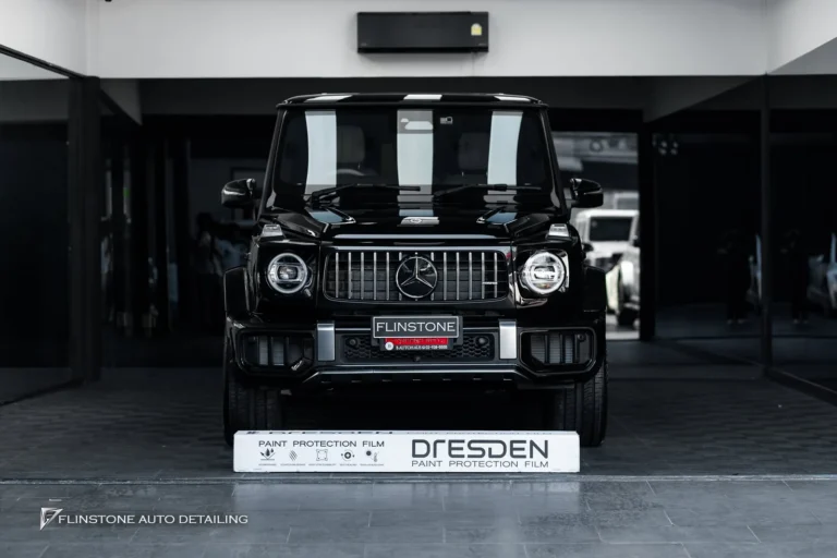 W465 G-Class 2025+ — clear paint protection film installation (PPF) on the body kit G63 AMG with sharp edges