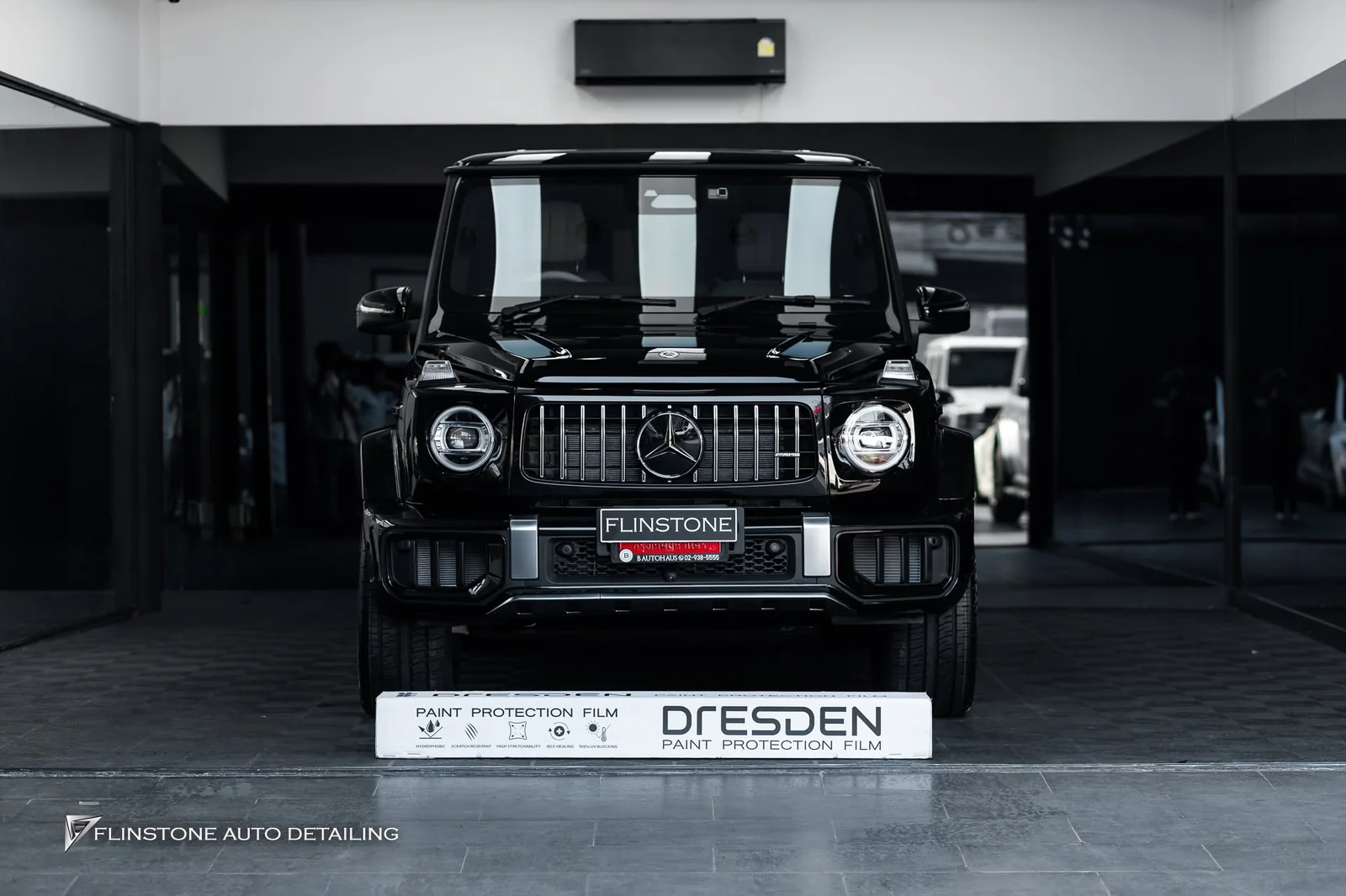 W465 G-Class 2025+ — clear paint protection film installation (PPF) on the body kit G63 AMG with sharp edges