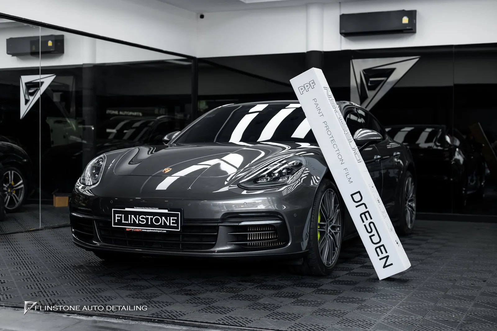Porsche 971 Panamera the customer chose the colour Crayon using coloured protection film from