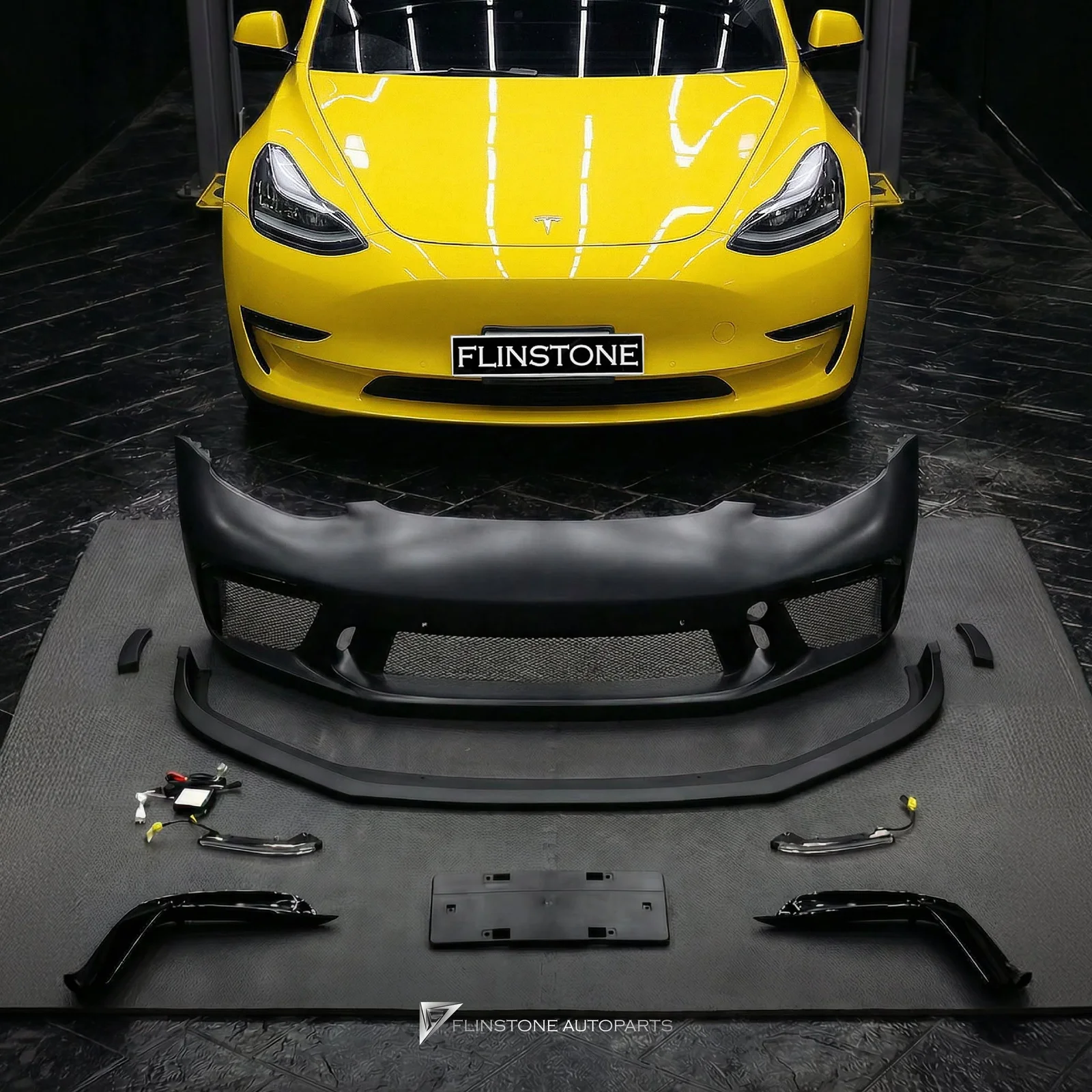 ชุดกันชนหน้าแต่งใหม่สำหรับ Tesla Model 3 แบบ GT3 Look