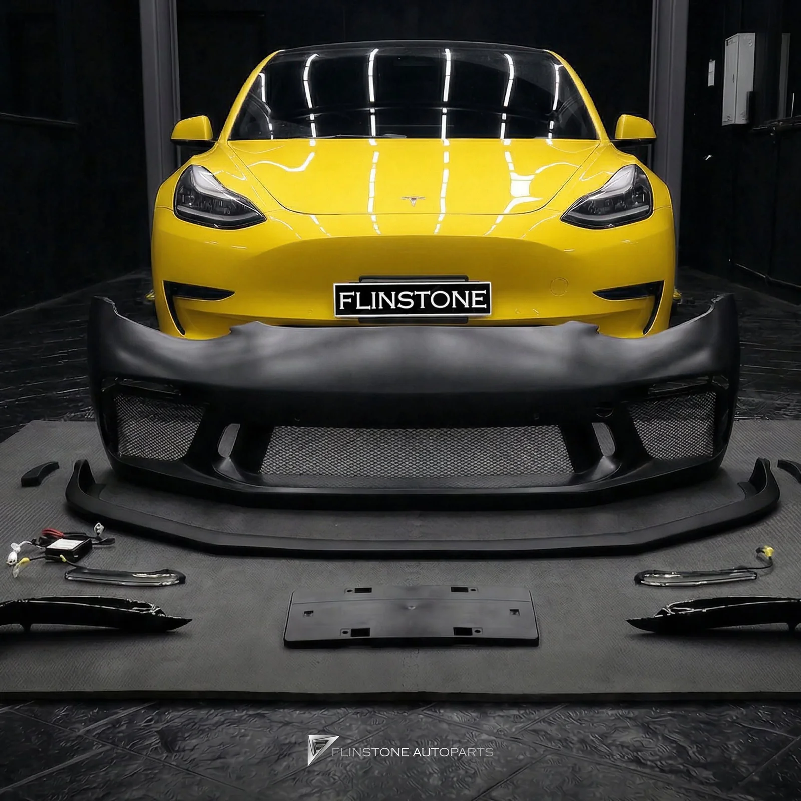 ชุดกันชนหน้าแต่งใหม่สำหรับ Tesla Model 3 แบบ GT3 Look