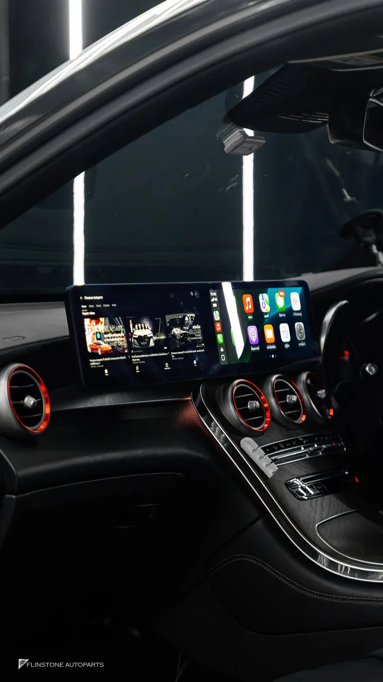 X253 GLC-Class ติดตั้งกันอีกกับจอ Android ทรงยาวพิเศษ (Ultra-Wide) งานติดตั้งสวยๆสำหรับ