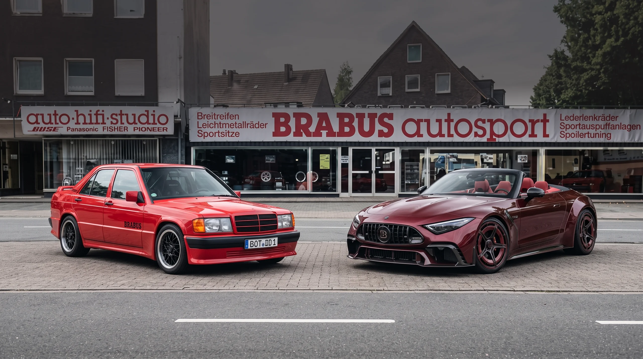 รถ BRABUS รุ่นเก่าและรุ่นใหม่จอดหน้าร้าน BRABUS autosport