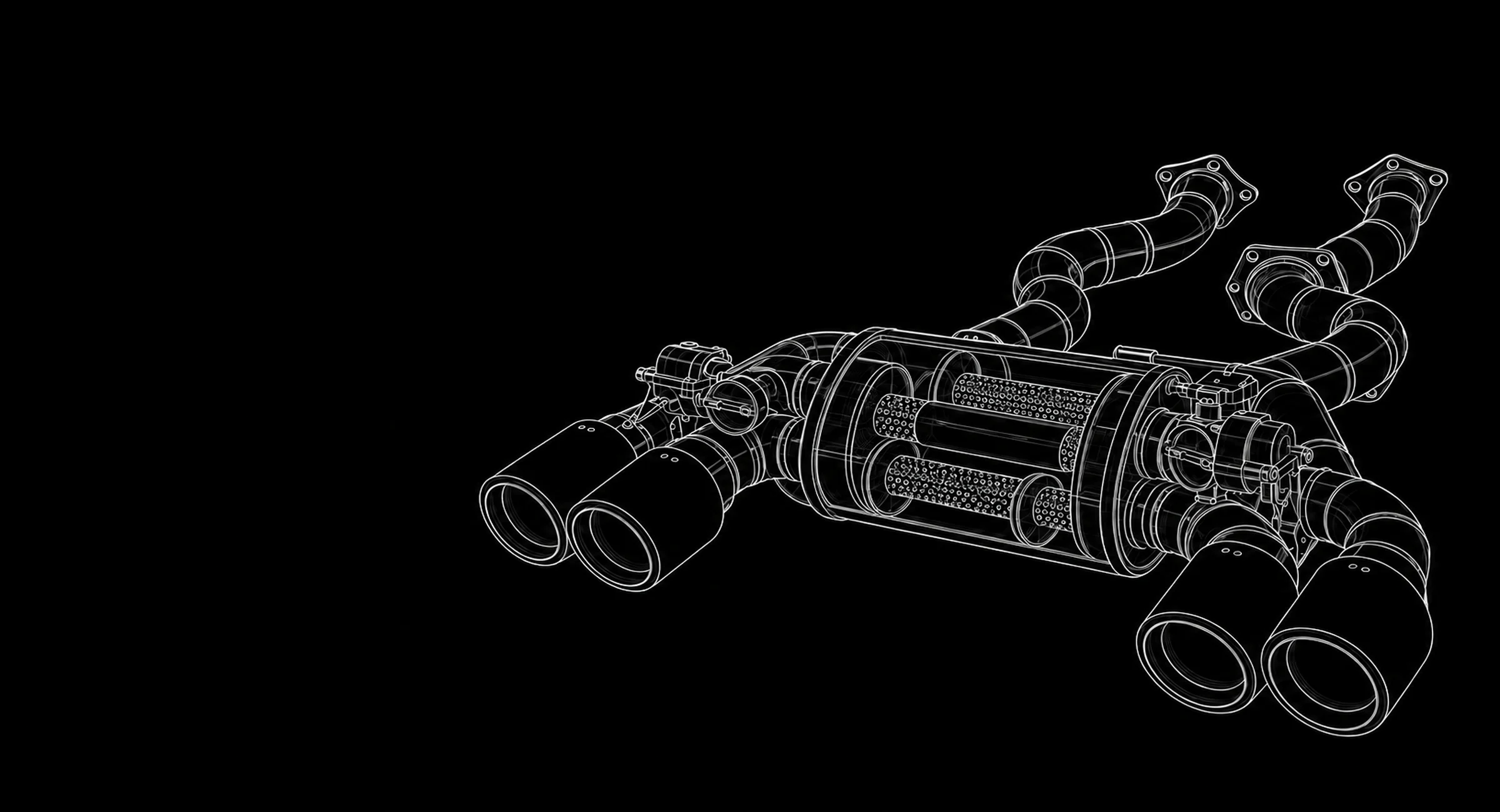 ภาพลายเส้นชุดท่อไอเสีย Fi EXHAUST พร้อมวาล์วและปลายท่อคู่